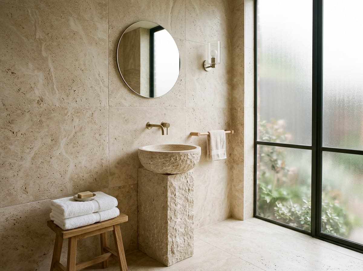 Travertine installed